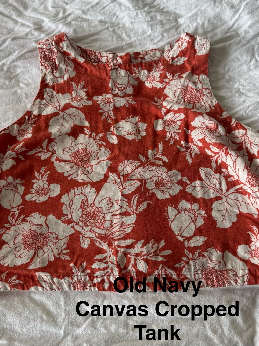 Old Navy Rust Orange Floral Crop Tank